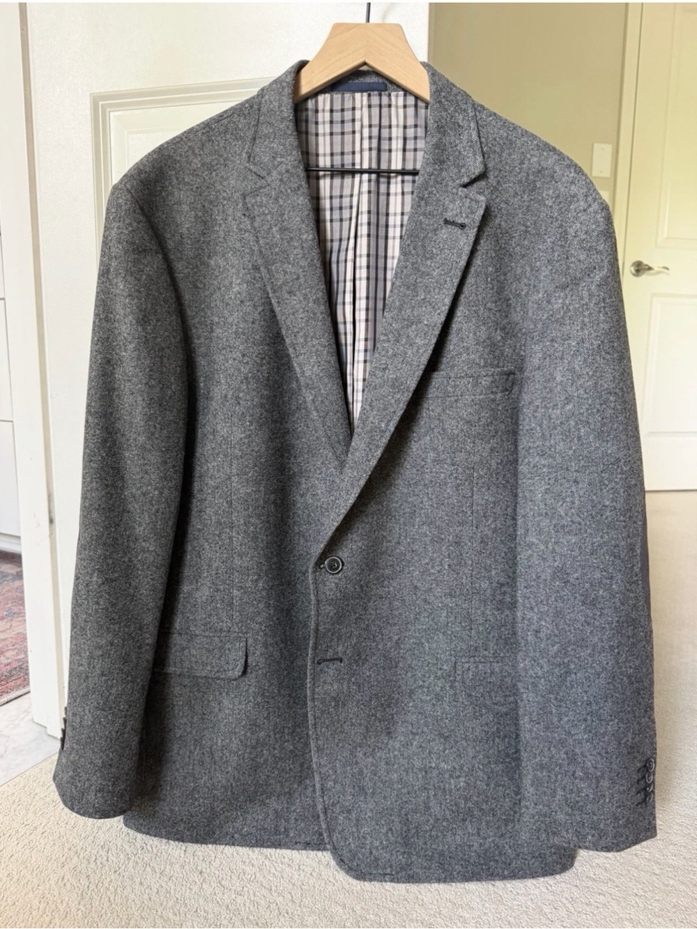 JOS A BANK 1905 mens solid gray WOOL sport coat blazer 46 R